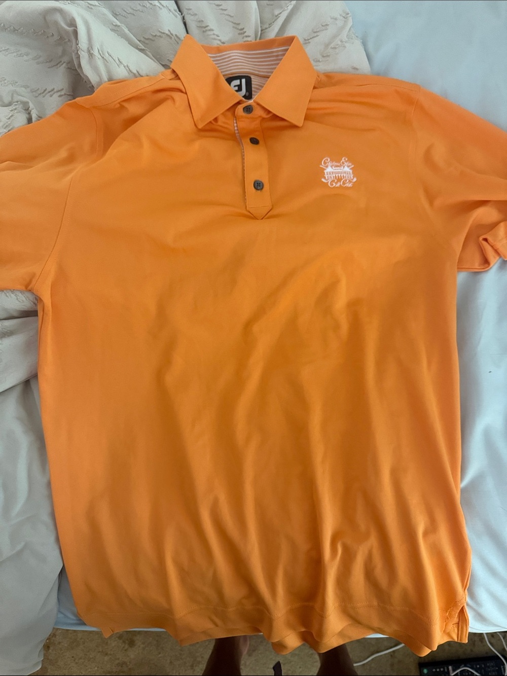 FootJoy Orange Short-Sleeve Polo with Subtle Chest Logo